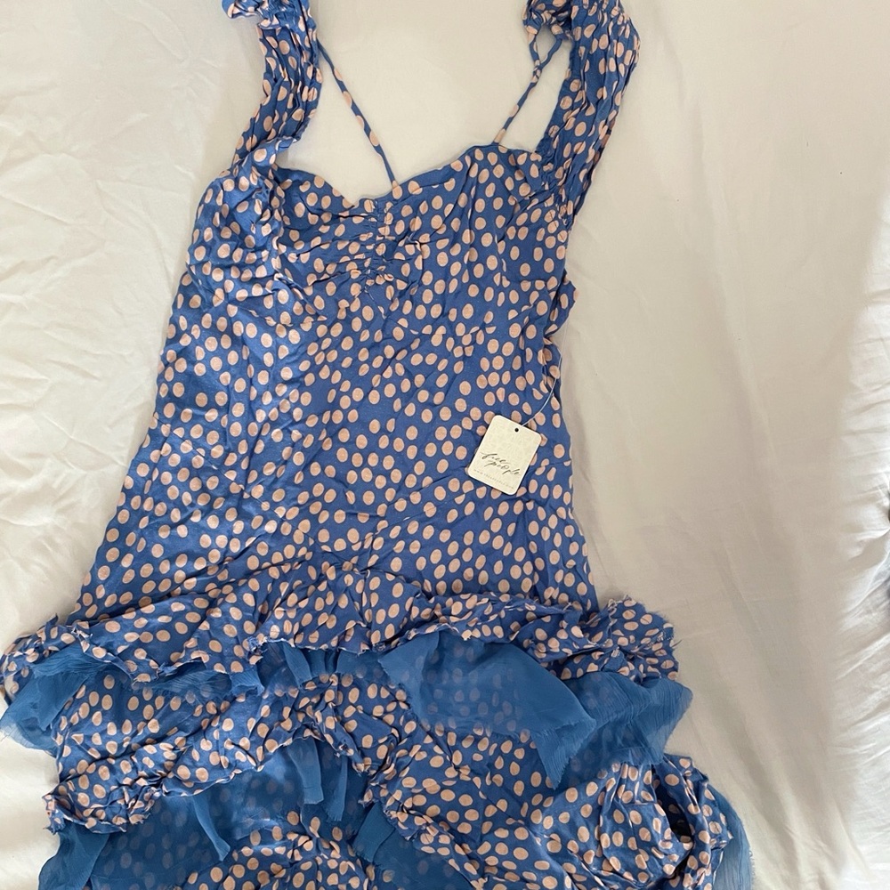 Free People Blue Polka Dot Ruffled Maxi Dress - Picture 6 of 7